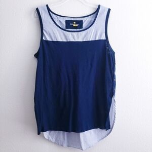 Anthropologie Little Yellow Button Stripe Sleeveless Tank Top Blouse